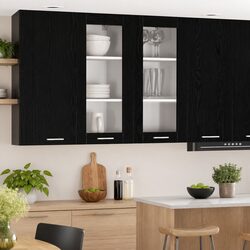 Reliable Black Oak Engineered Wood Kitchen Storage 40x31x80cm