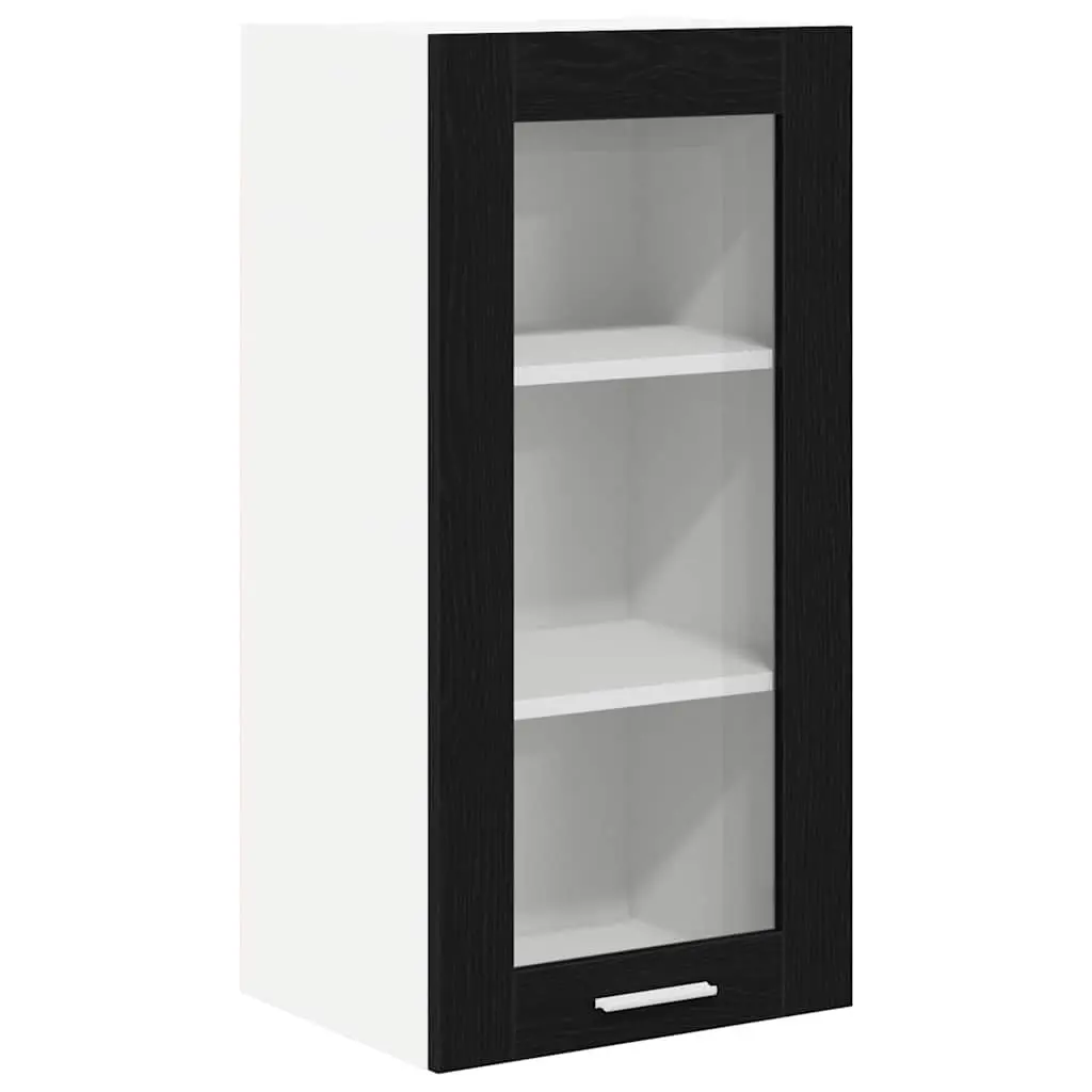 Hanging Kitchen Cabinet Storage Organizer 40x31x80cm Black Oak Engineered Wood