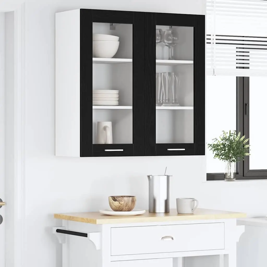 Hanging Kitchen Cabinet Storage Organizer 40x31x80cm Black Oak Engineered Wood