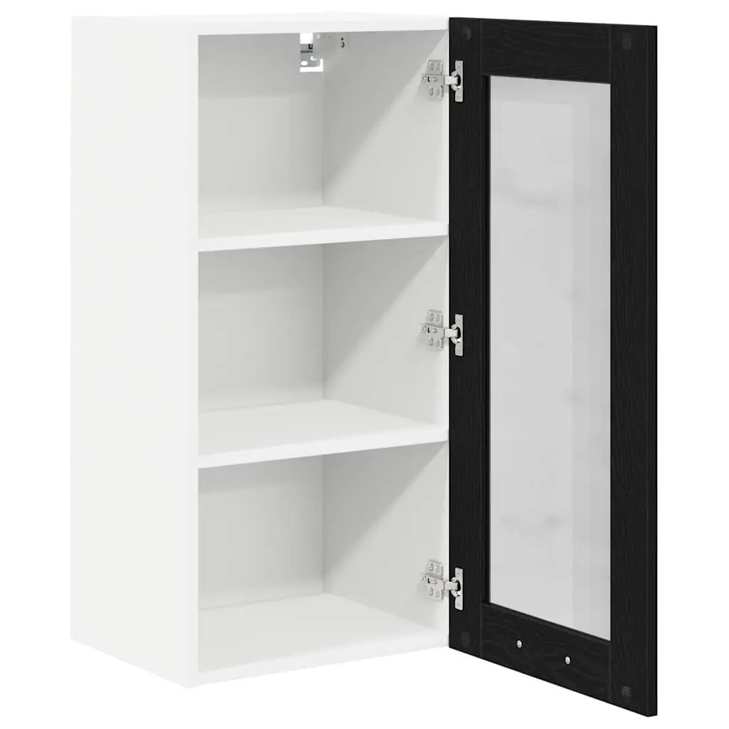 Hanging Kitchen Cabinet Storage Organizer 40x31x80cm Black Oak Engineered Wood