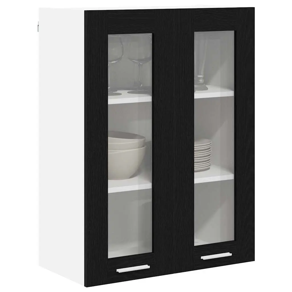 Hanging Kitchen Cabinet Black Oak Modern Storage Engineered Wood 60x31x80cm