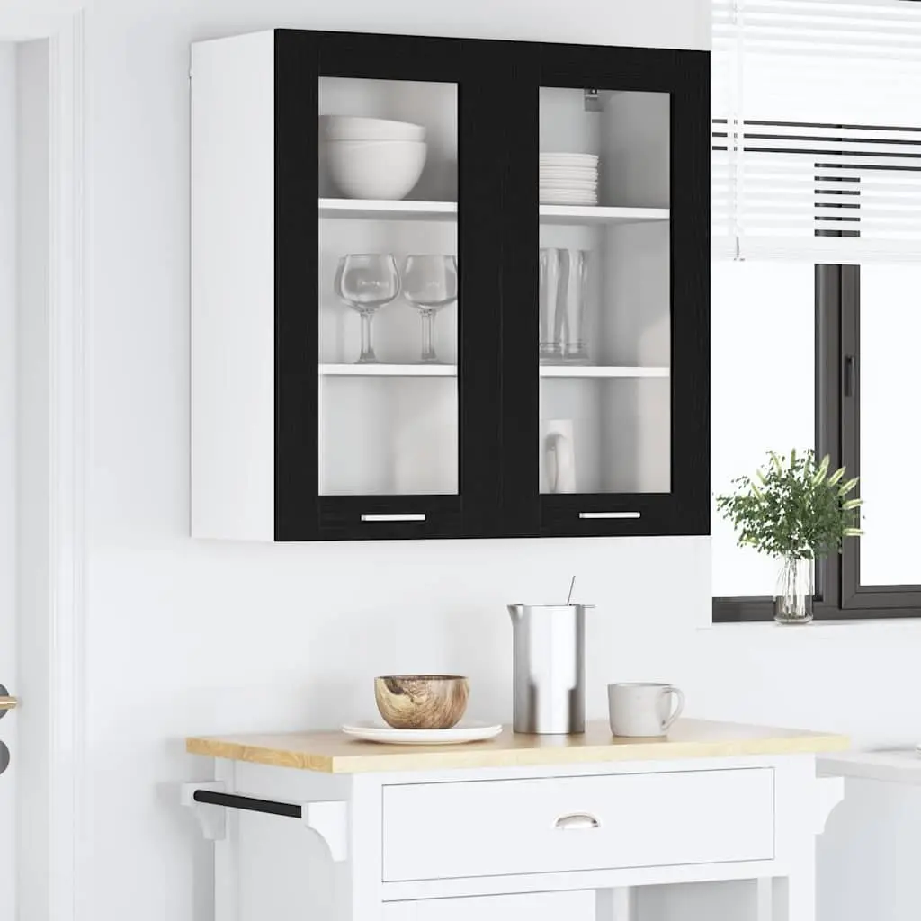 Black Oak Hanging Cabinet for Kitchen Essentials