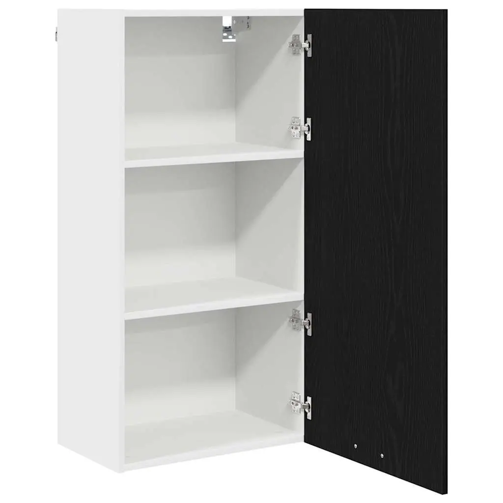 Hanging Kitchen Cabinet with Door Modern Storage Black Oak White 50x31x100cm