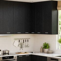 Reliable Black Oak and White Kitchen Storage Cabinet