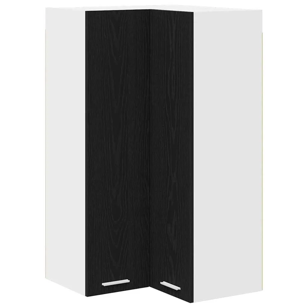 Hanging Kitchen Cabinet with Door Modern Storage 57x57x100cm Black Oak White