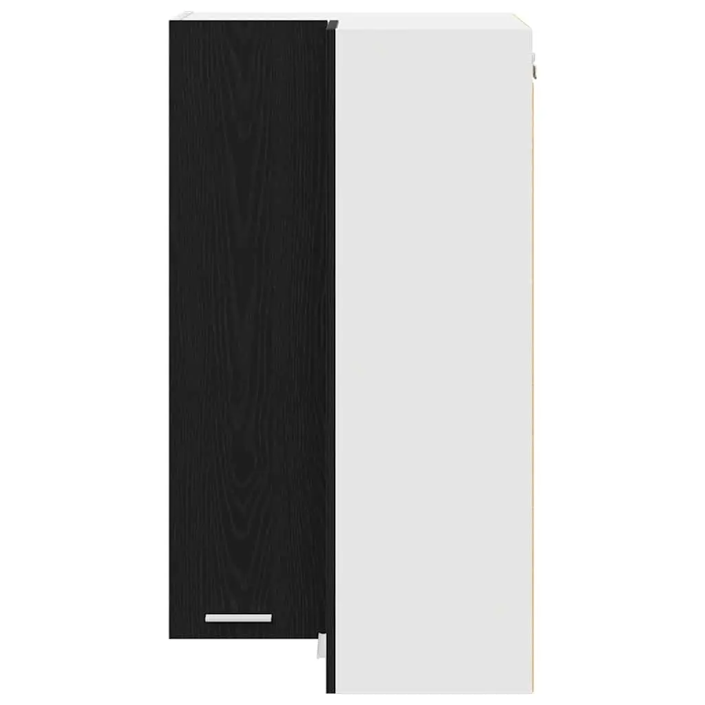 Hanging Kitchen Cabinet with Door Modern Storage 57x57x100cm Black Oak White