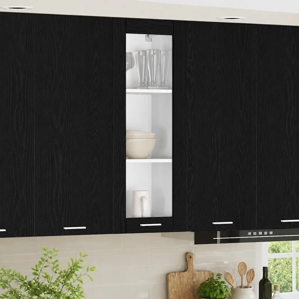 Hanging Kitchen Cabinet Storage Cupboard 40 x 31 x 100 cm Black Oak Modern
