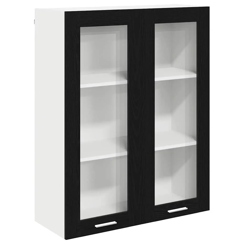 Hanging Kitchen Cabinet in Modern Black Oak