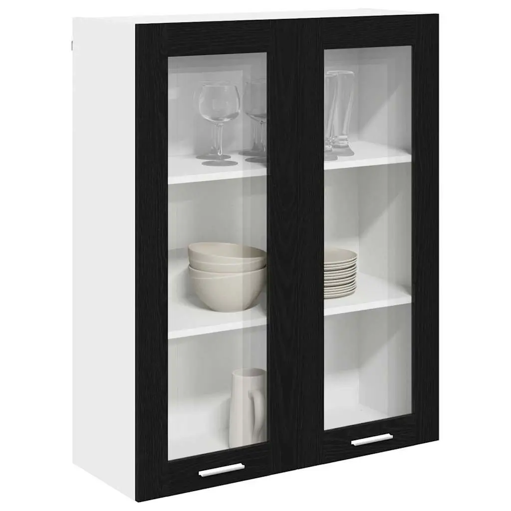 Hanging Kitchen Cabinet in Modern Black Oak