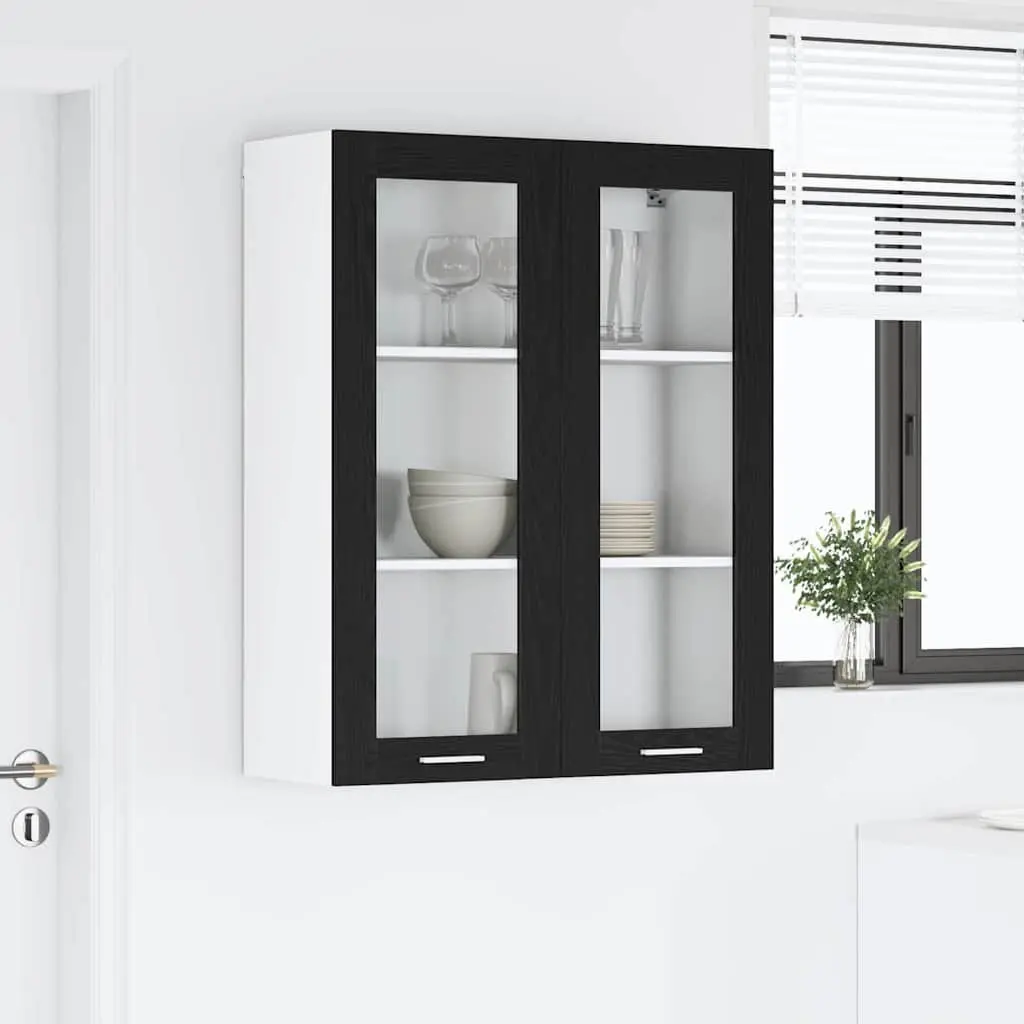 Hanging Kitchen Cabinet in Modern Black Oak