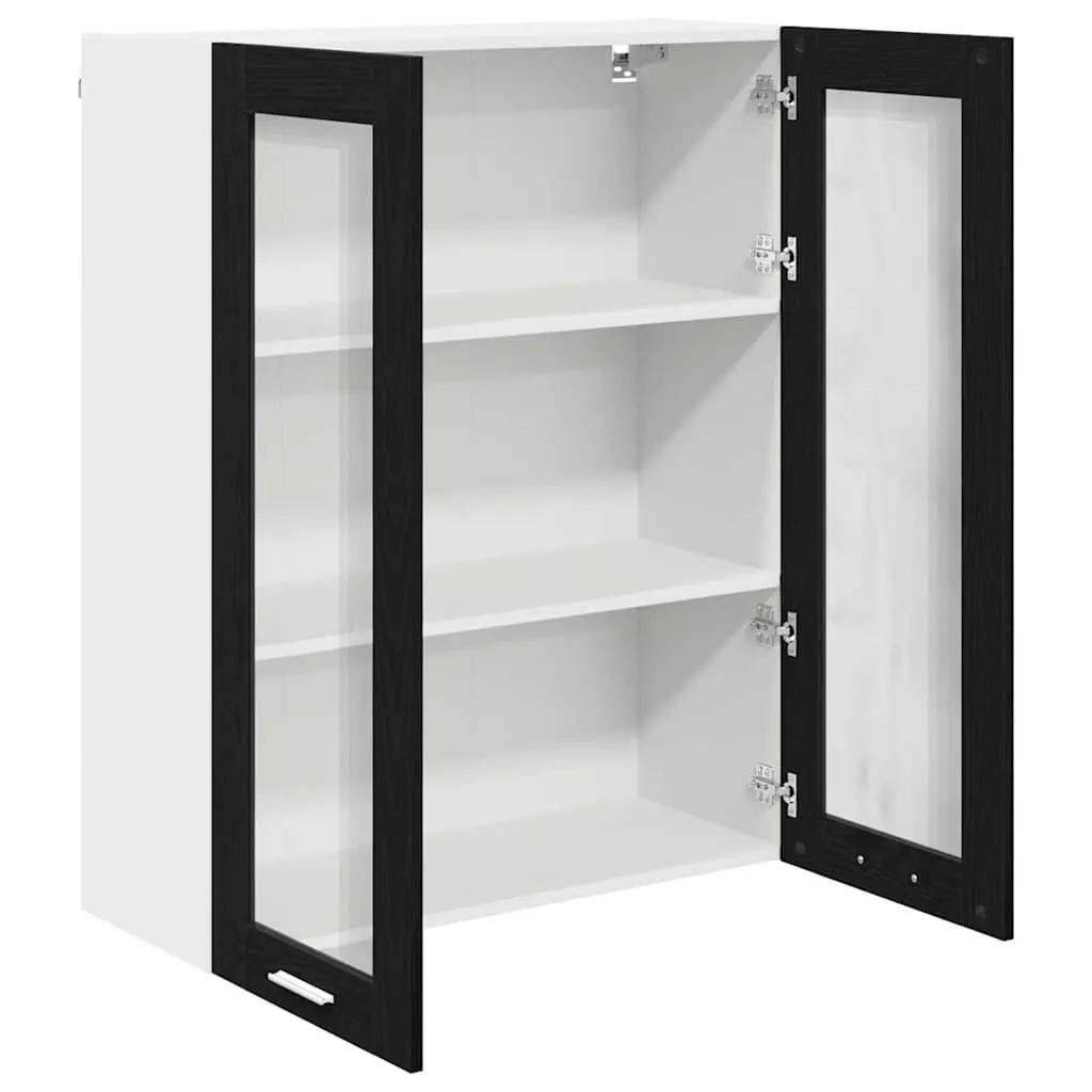 Hanging Kitchen Cabinet in Modern Black Oak