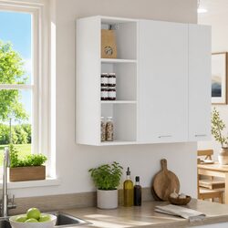Versatile Hanging Kitchen Cabinet - White Engineered Wood 30 x 29.5 x 80 cm