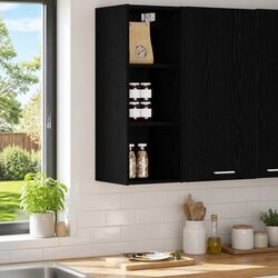 Warm and Practical: Black Oak Kitchen Cabinet