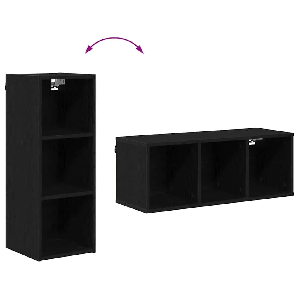 Hanging Kitchen Cabinet Black Oak Modern Storage Engineered Wood 30x29.5x80cm