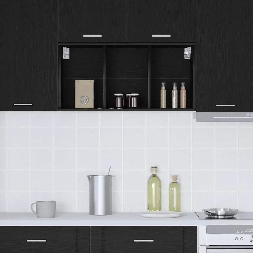 Hanging Kitchen Cabinet Storage Modern Engineered Wood 40 x 29.5 Black Oak