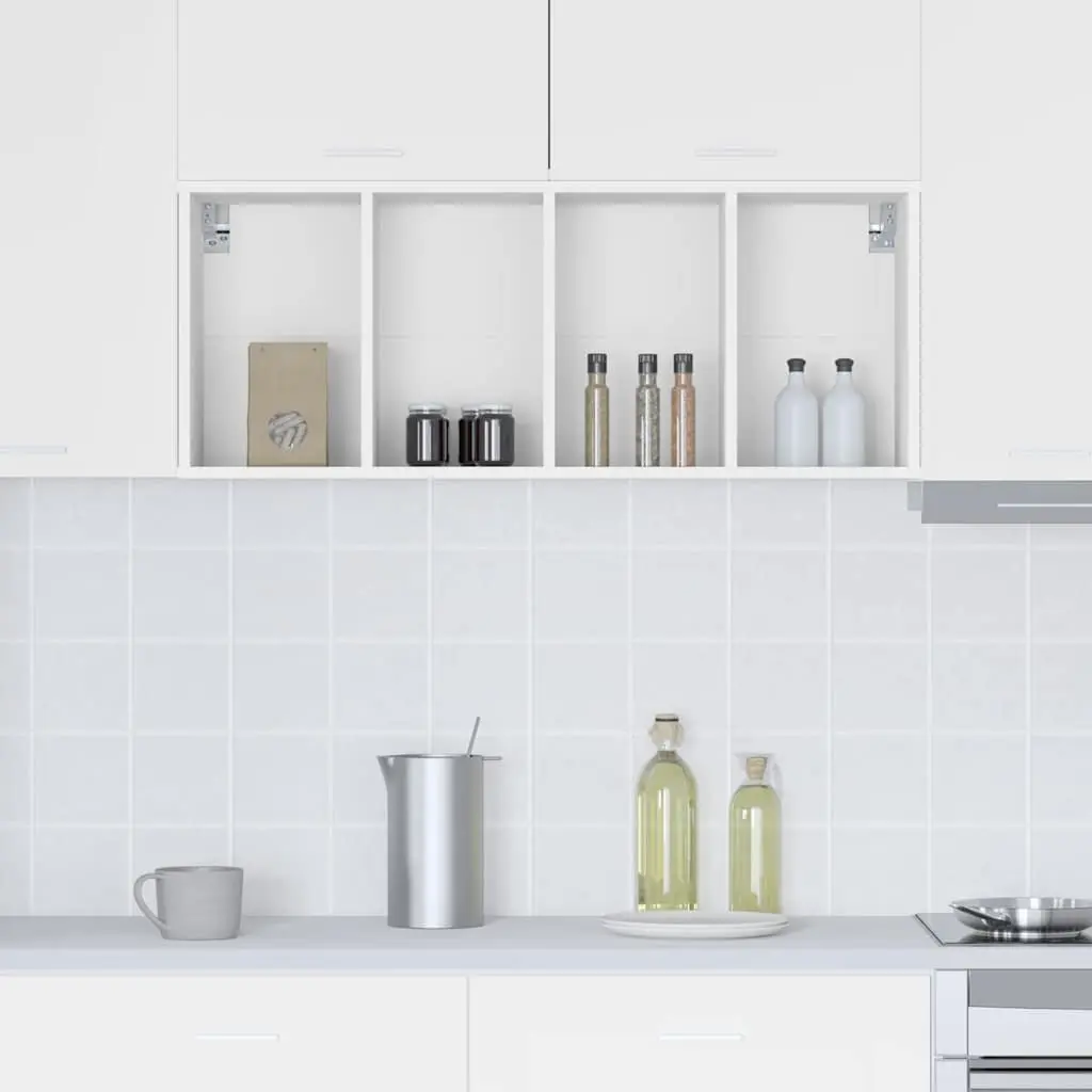 White Wall-Mounted Cabinet for Kitchen Storage