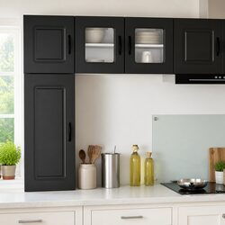 Durable Black Kitchen Cabinet: Engineered Wood Storage Solution 40x31x40cm