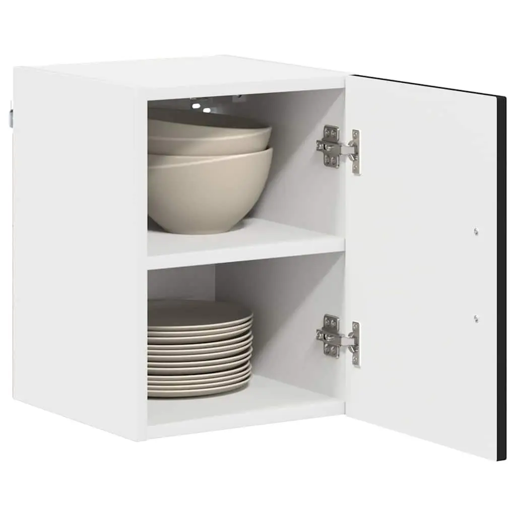 Kitchen Cabinet Storage Cupboard Engineered Wood Rectangular Black