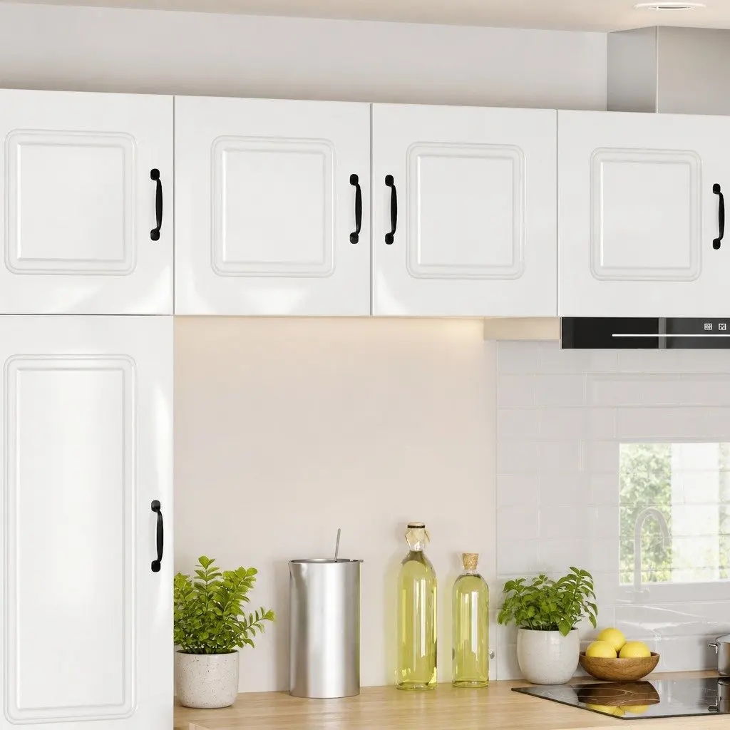 Kitchen Dishwasher Panel Cabinet 2 pcs High Gloss White Storage Cupboard