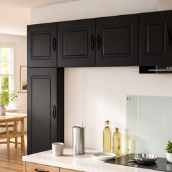 Reliable Black Engineered Wood Kitchen Cabinet for Storage