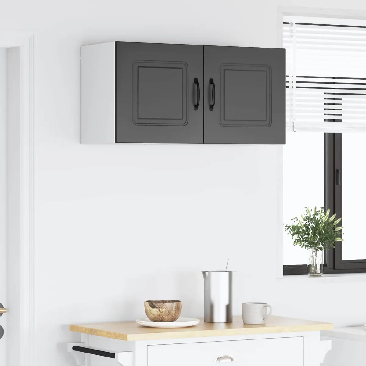 Black Engineered Wood Cabinet for Kitchens