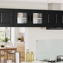 Value-Driven Black Engineered Wood Kitchen Cabinet