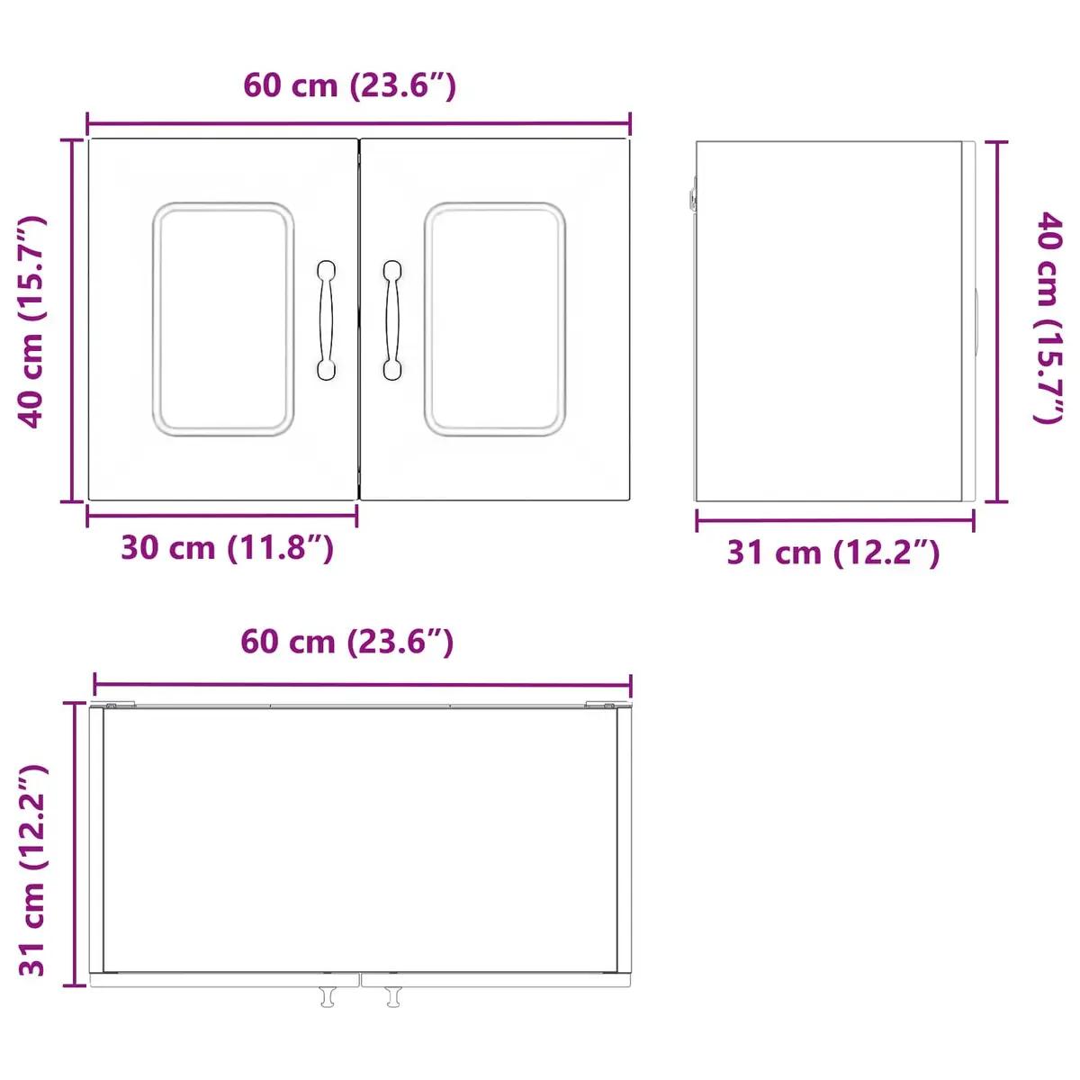 Dishwasher Panel White Kitchen Cabinet Engineered Wood Storage Unit 60x31x40cm