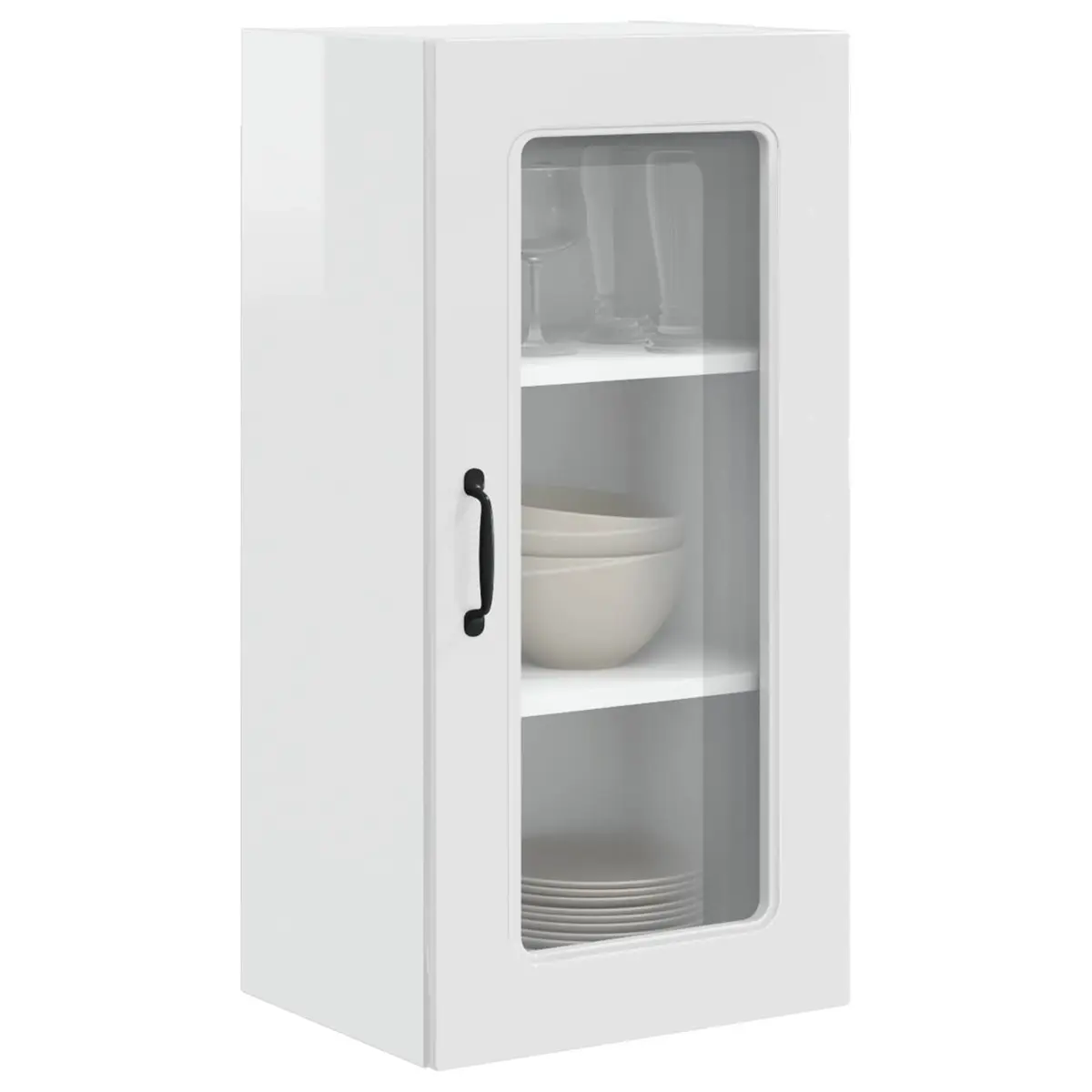 Kitchen Cabinet High Gloss White Storage Engineered Wood 40 x 31 x 80 cm