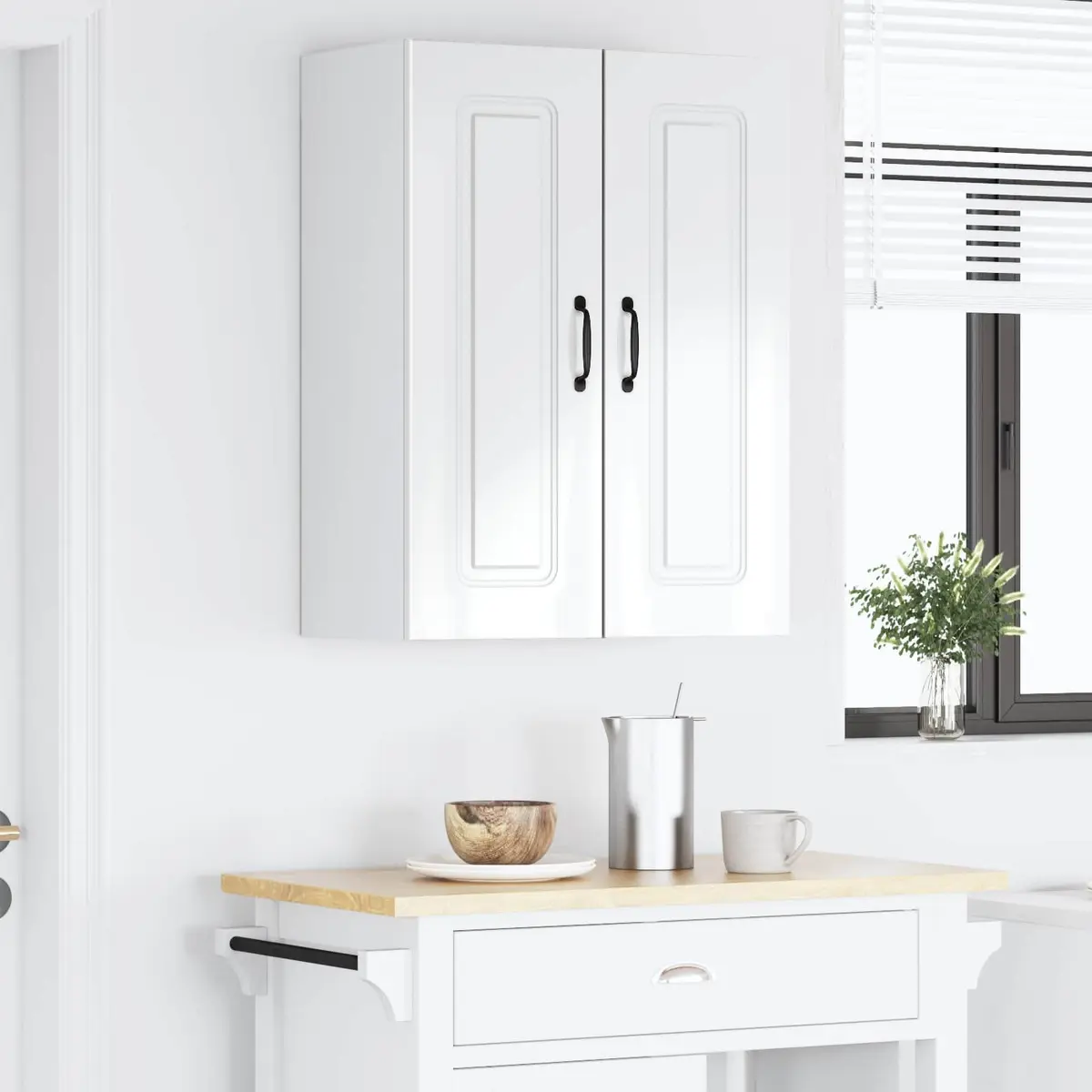 Kitchen Dishwasher Panel Cabinet High Gloss White Engineered Wood Storage