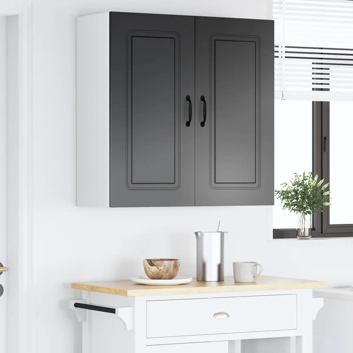 Dishwasher Panel Kitchen Cabinet Black 80x31x80cm Engineered Wood Storage Unit