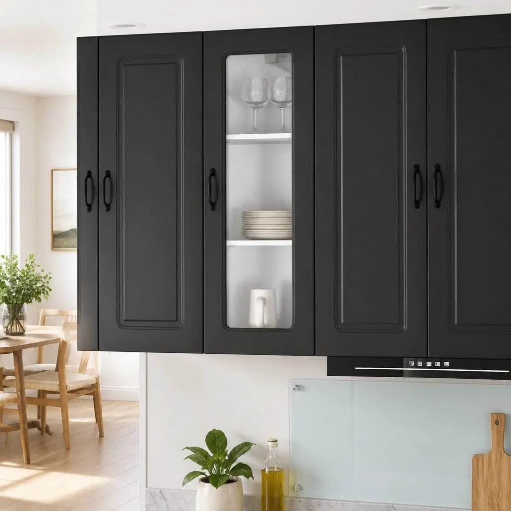 Dishwasher Panel Kitchen Cabinet Black Engineered Wood Storage 40 x 31 x 100 cm