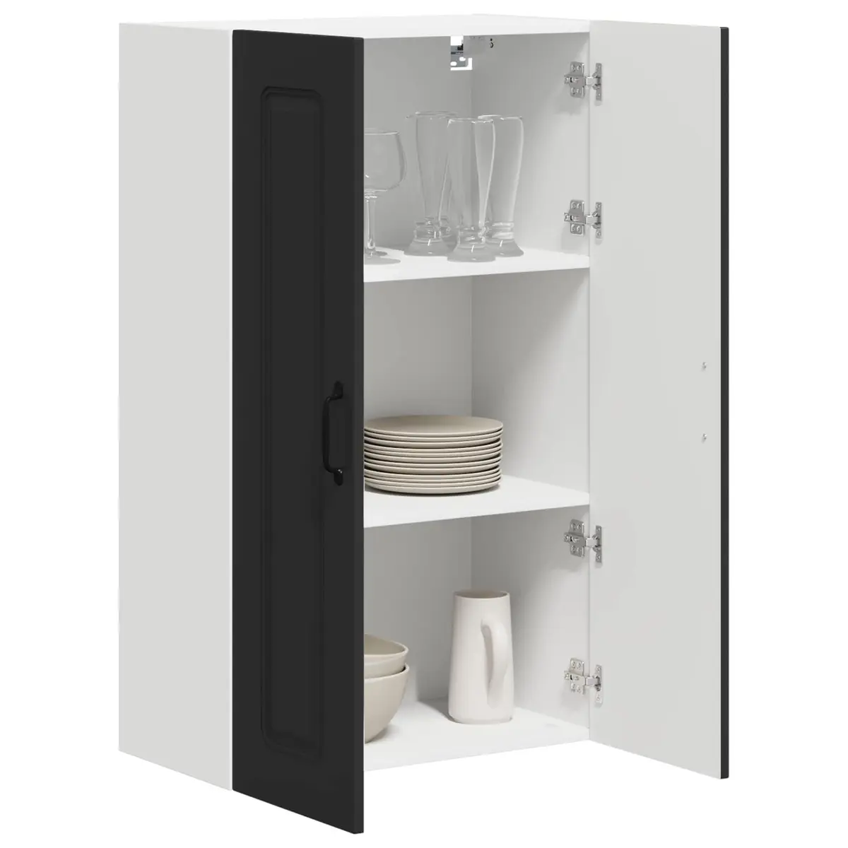Black Engineered Wood Storage Cabinet