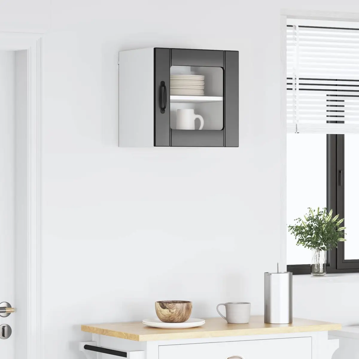 Black Glass Kitchen Wall Cabinet