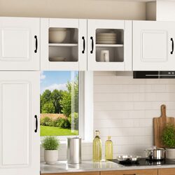 Functional High Gloss White Glass Cabinets for Kitchen