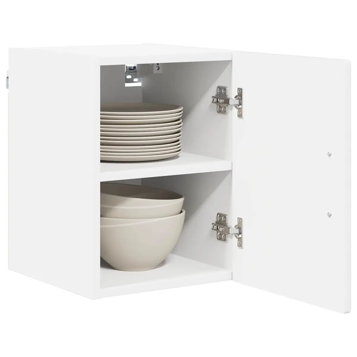 Wall Cabinet Kitchen Storage 2-Piece Set High Gloss White Engineered Wood Modern