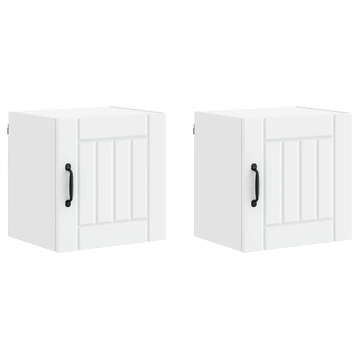 Wall Cabinet 2 Pieces White Engineered Wood Kitchen Storage Modern Rectangular