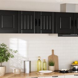 Wall Cabinet Kitchen Storage Dishwasher Panel Black 40 x 31 x 40 cm Modern