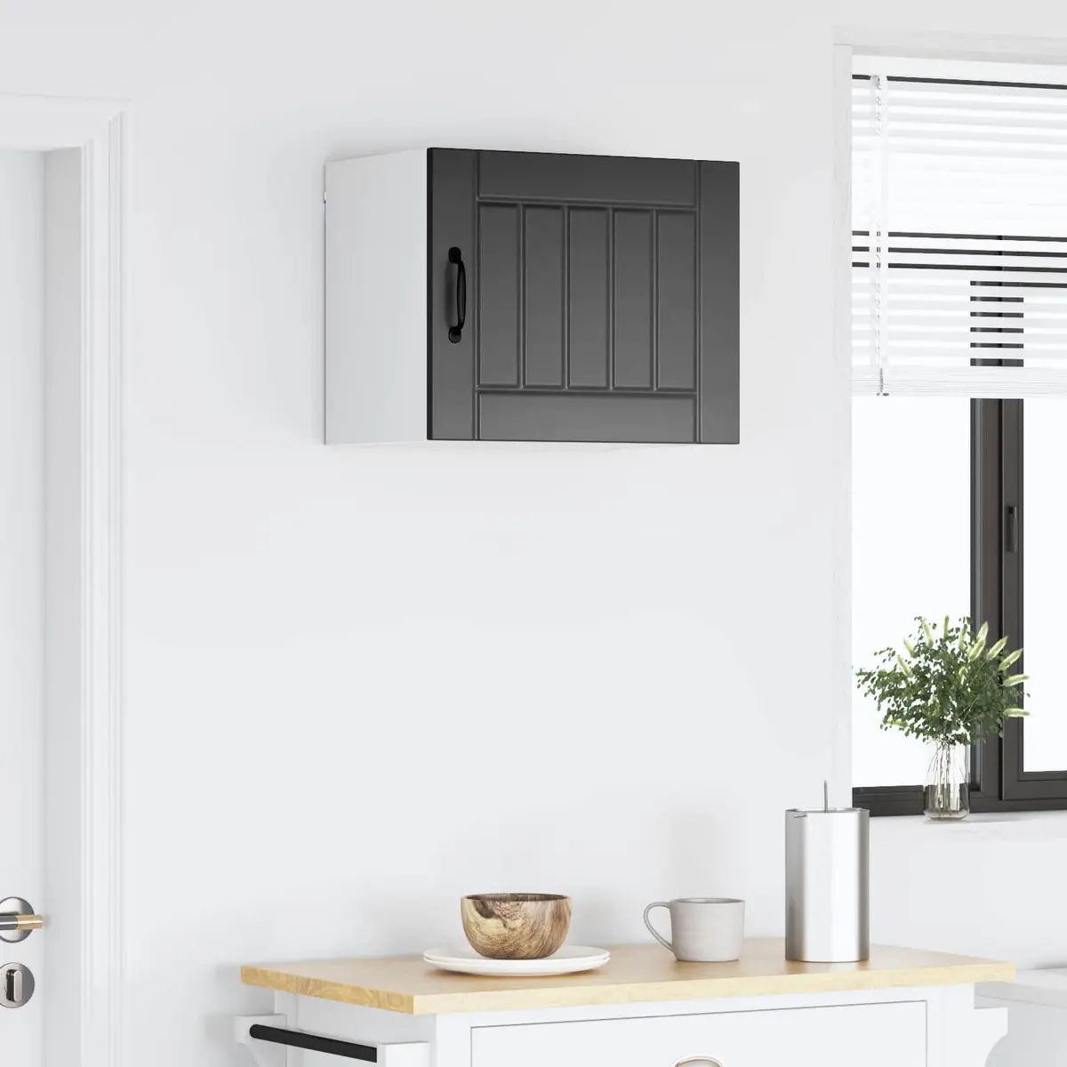 Black Wall Cabinet for Kitchen Organization