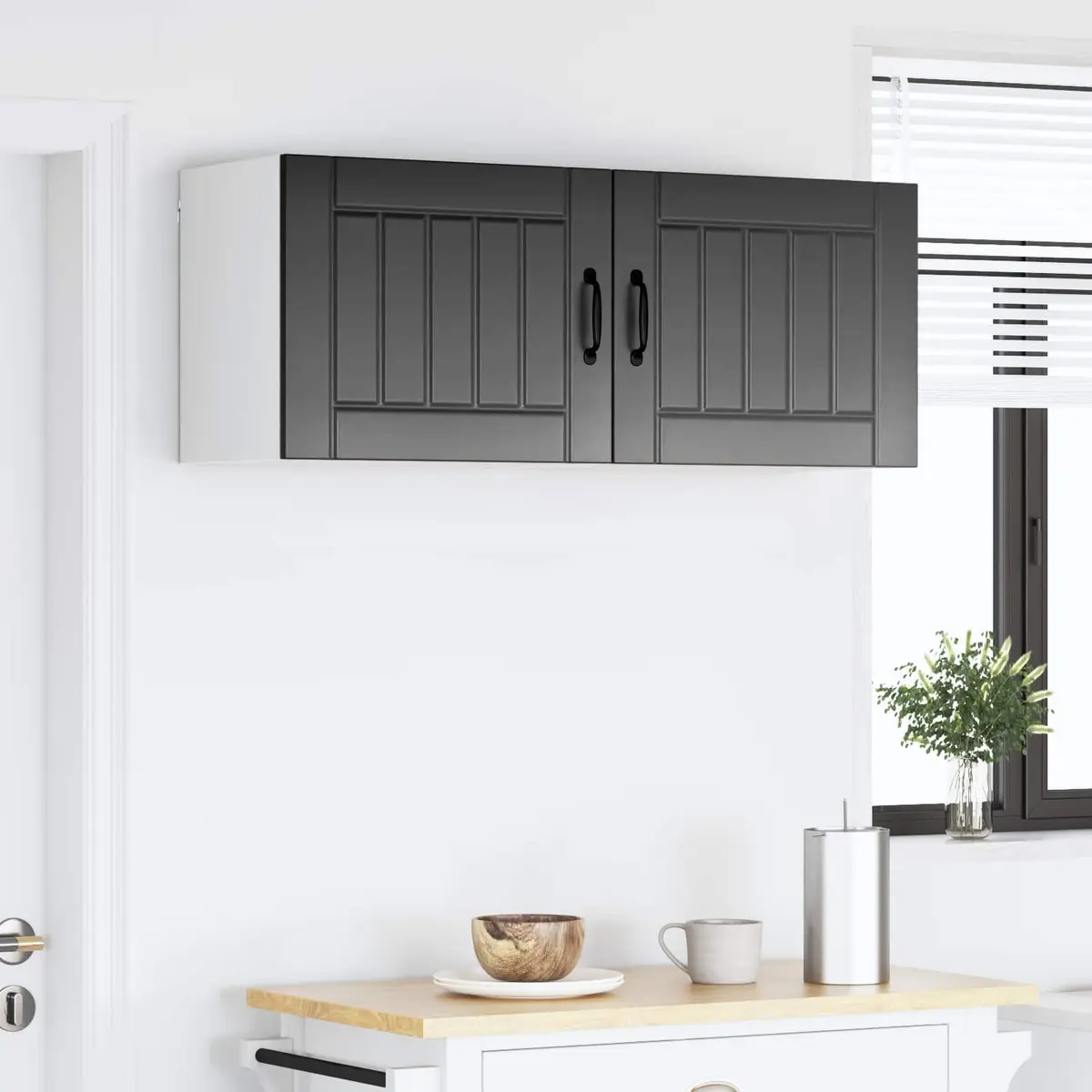 Black Wall Cabinet Set for Kitchen Spaces
