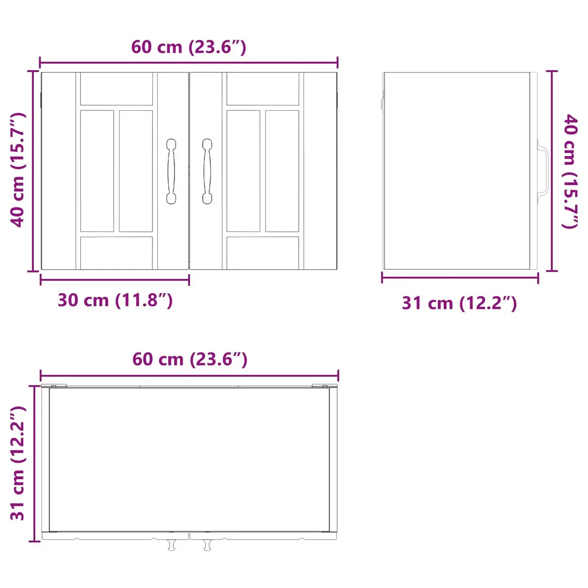 White Kitchen Dishwasher Panel Cabinet 60 x 31 x 40 cm Modern Wall Storage