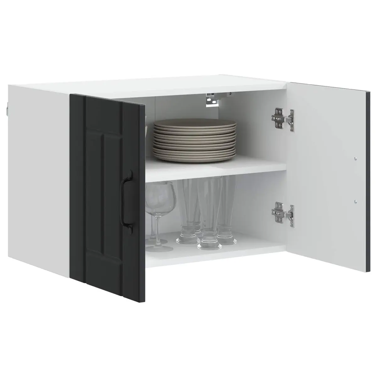 Wall Cabinet Kitchen Storage Dishwasher Panel 60x31x40cm Black