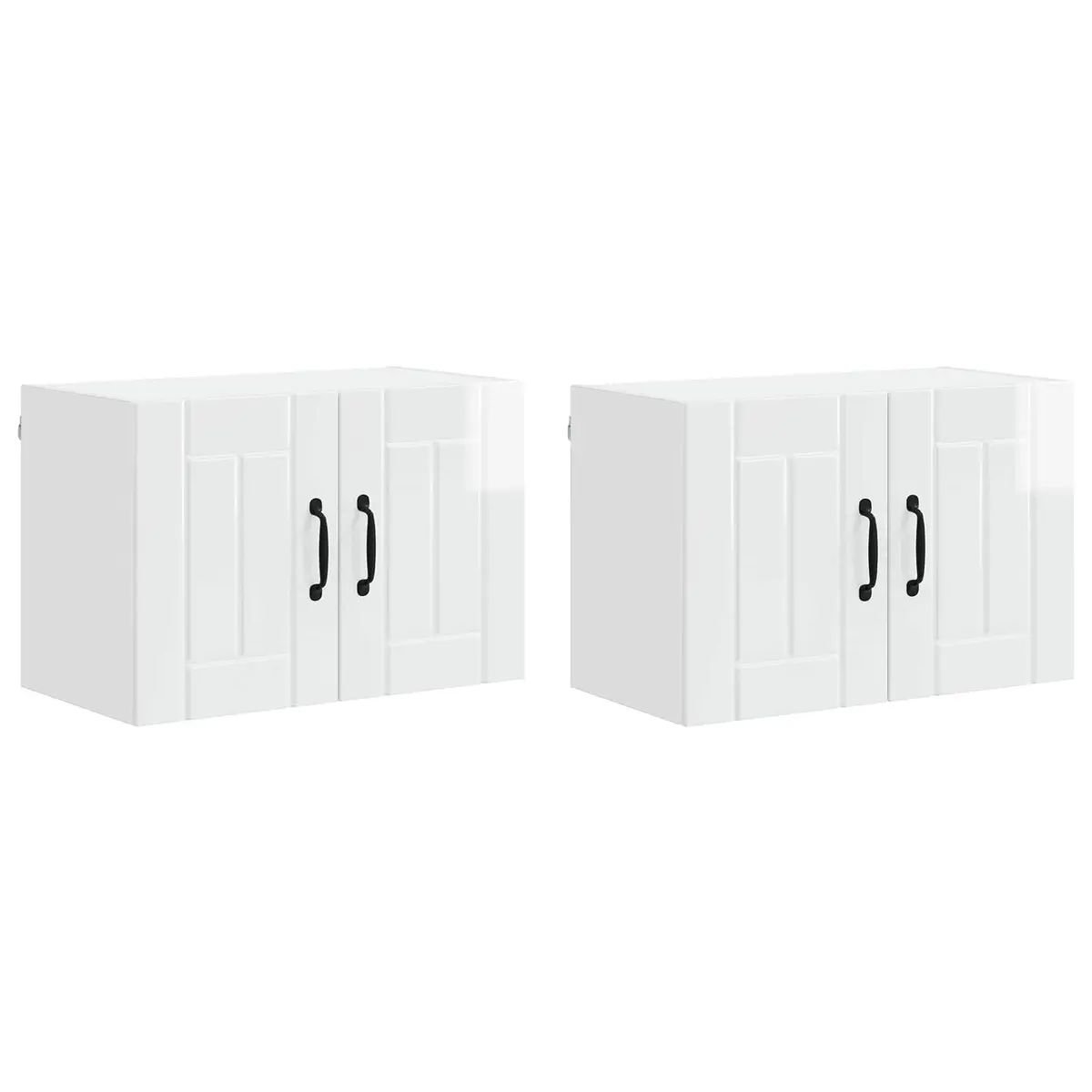 Wall Cabinet 2 Pieces High Gloss White Kitchen Storage Cupboard Unit 60x31x40cm