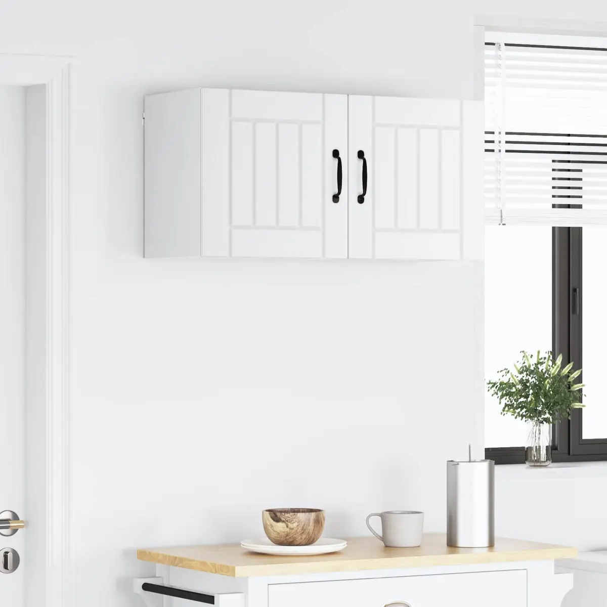 Wall Cabinet Kitchen Storage Engineered Wood White Modern Furniture 80x31x40cm