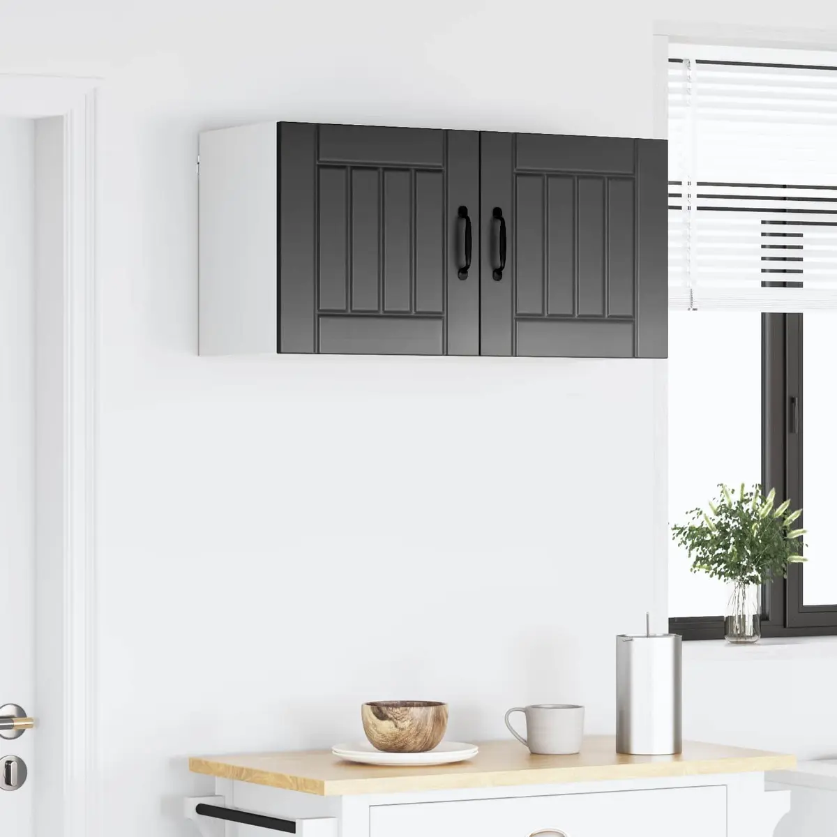 Wall Cabinet Black Engineered Wood Kitchen Storage Cupboard 80 x 31 x 40 cm