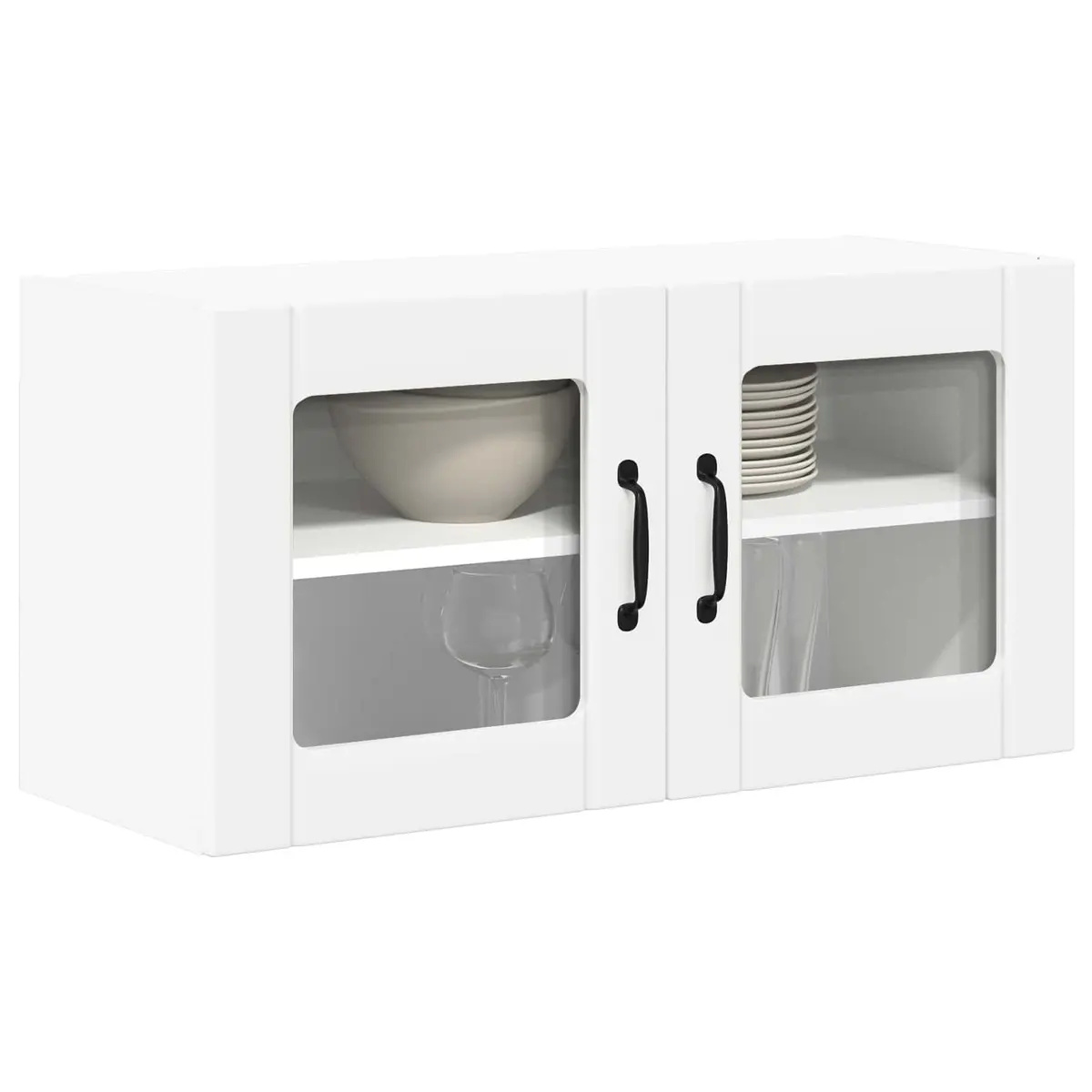 Wall Glass Cabinet Kitchen Storage 80 x 31 x 40 cm White Engineered Wood