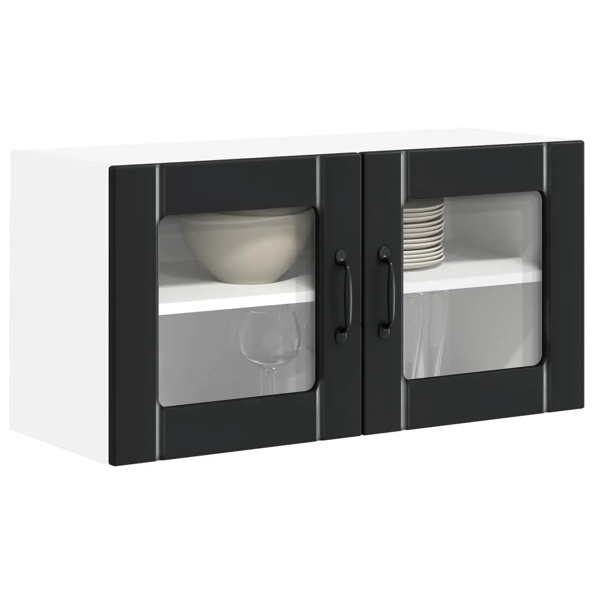 Black Glass Wall Cabinet for Kitchen Use
