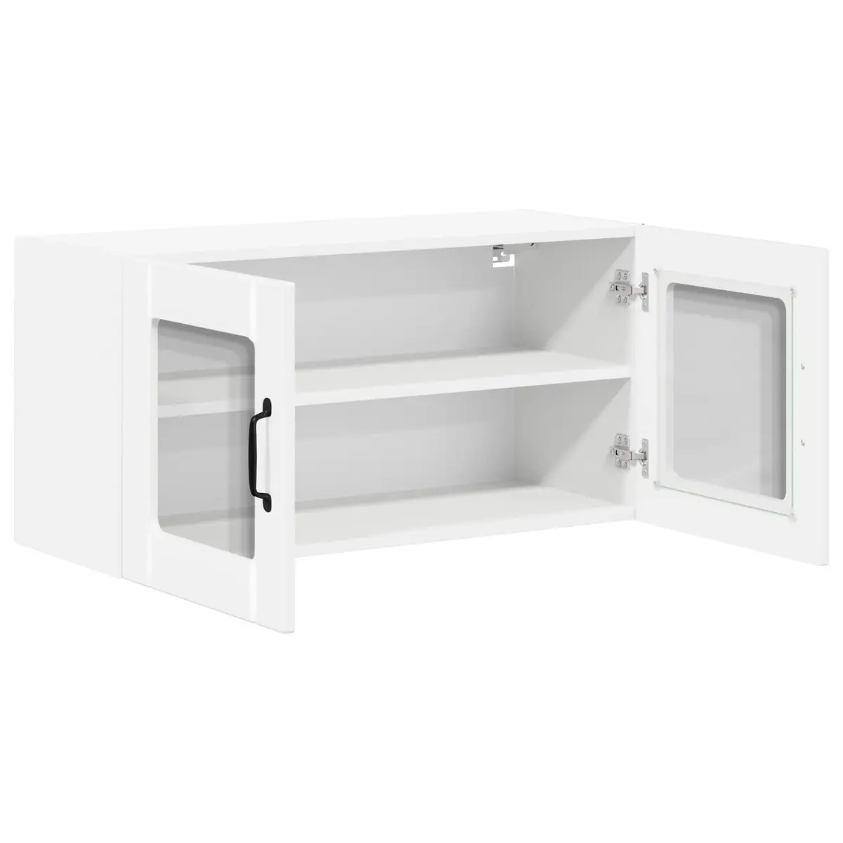 Wall Glass Cabinet High Gloss White Storage Kitchen Furniture 80cm Modern Home