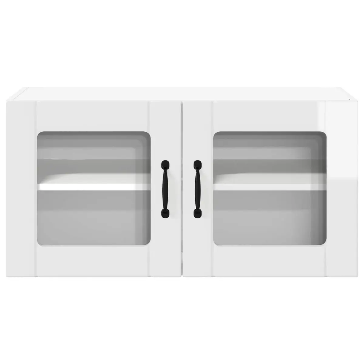Wall Glass Cabinet High Gloss White Storage Kitchen Furniture 80cm Modern Home