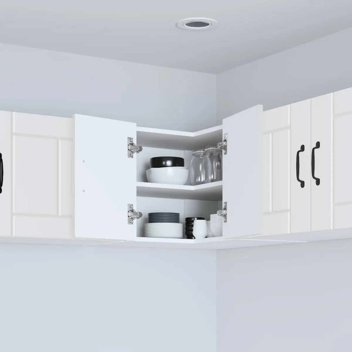 Corner Wall Cabinet Kitchen Storage 57x57x40cm White Engineered Wood
