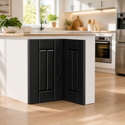 Wall Corner Cabinet Kitchen Storage Engineered Wood Black 57x57x40cm Modern
